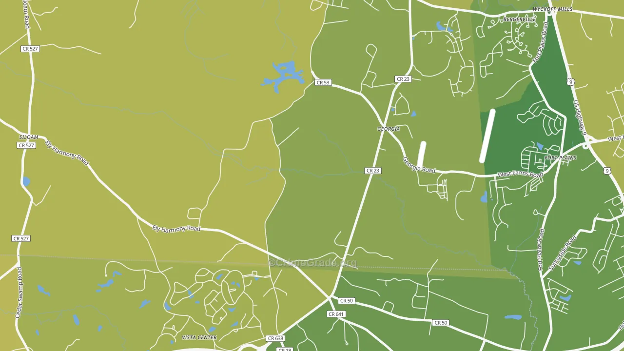 Georgia, NJ Map of Murder Rates
