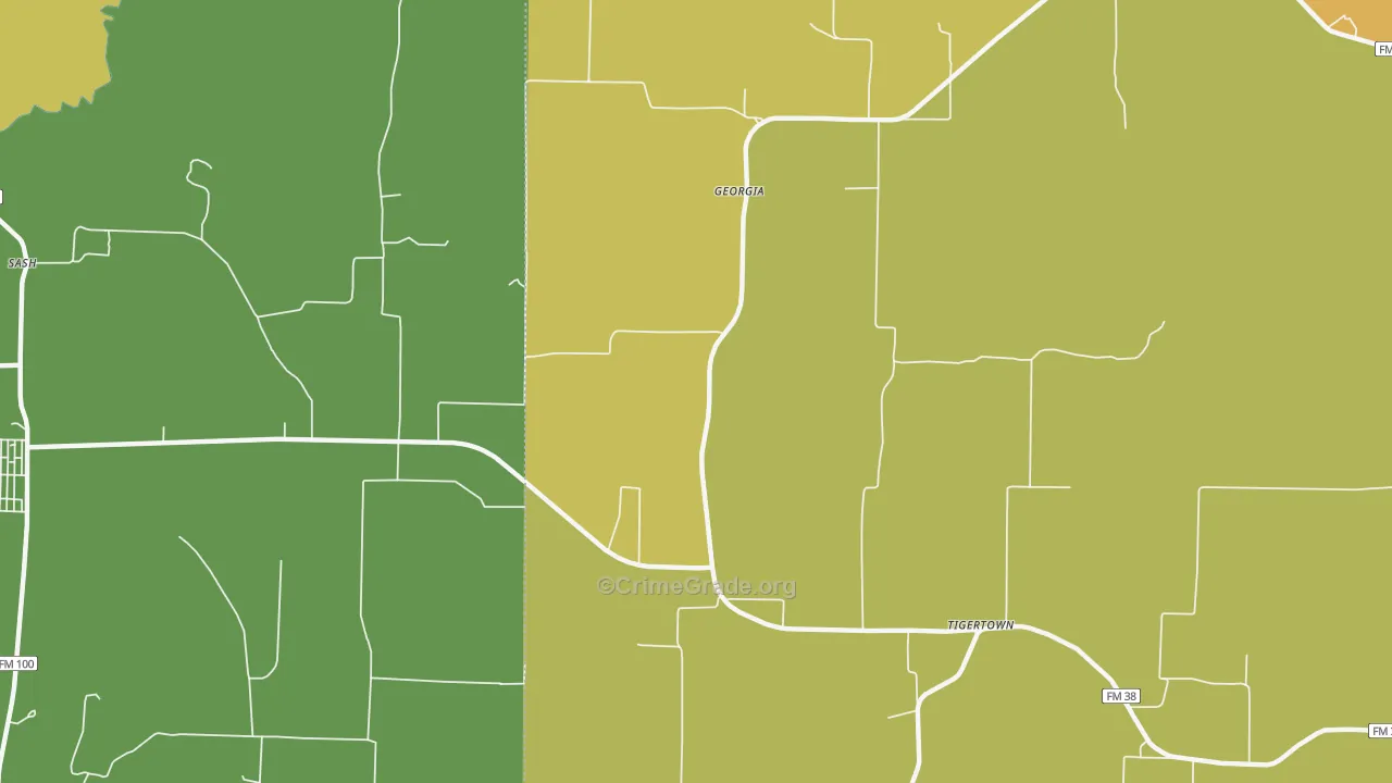Georgia, TX Map of Murder Rates