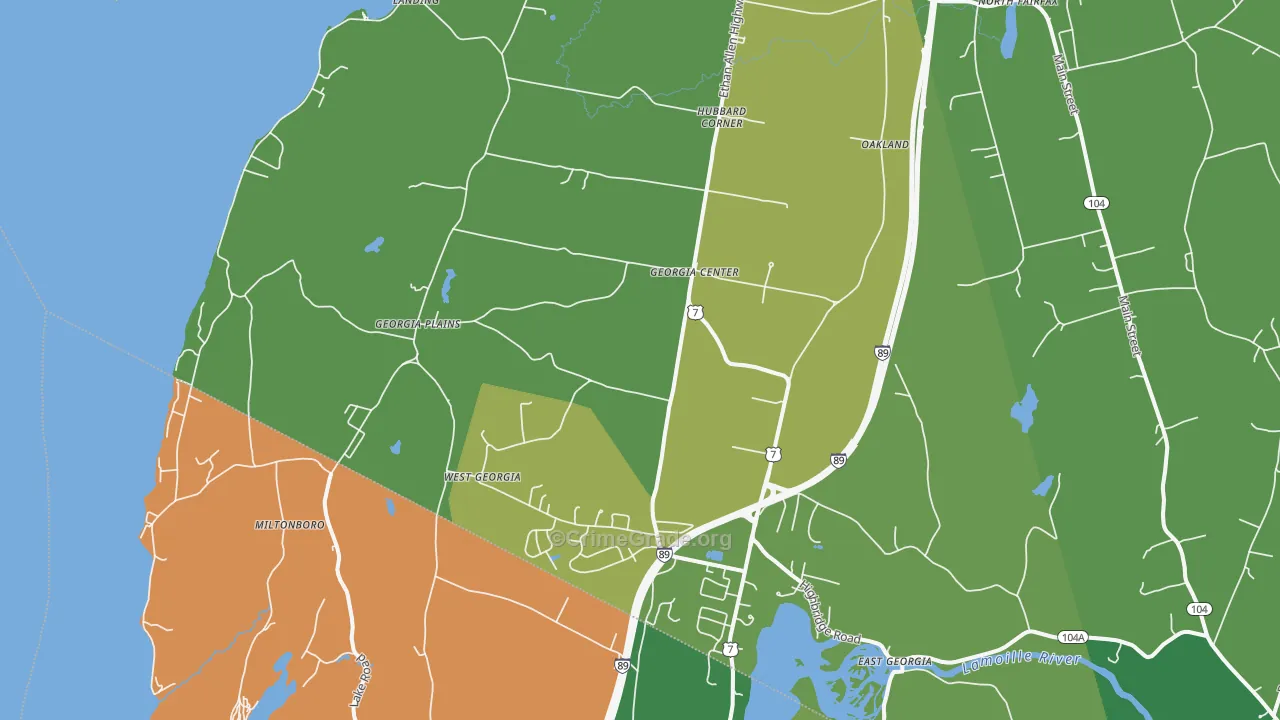 Georgia, VT Map of Murder Rates