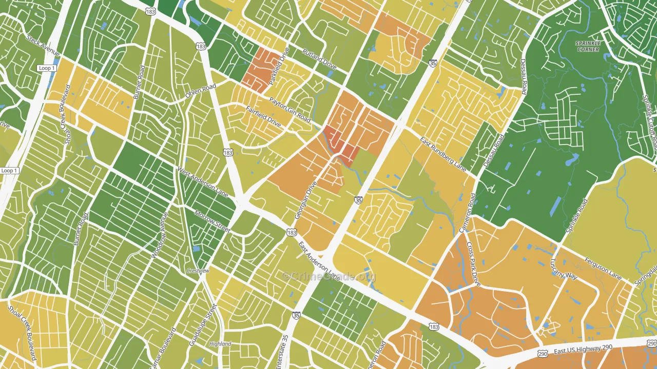 Georgian Acres, Austin, TX Map of Murder Rates