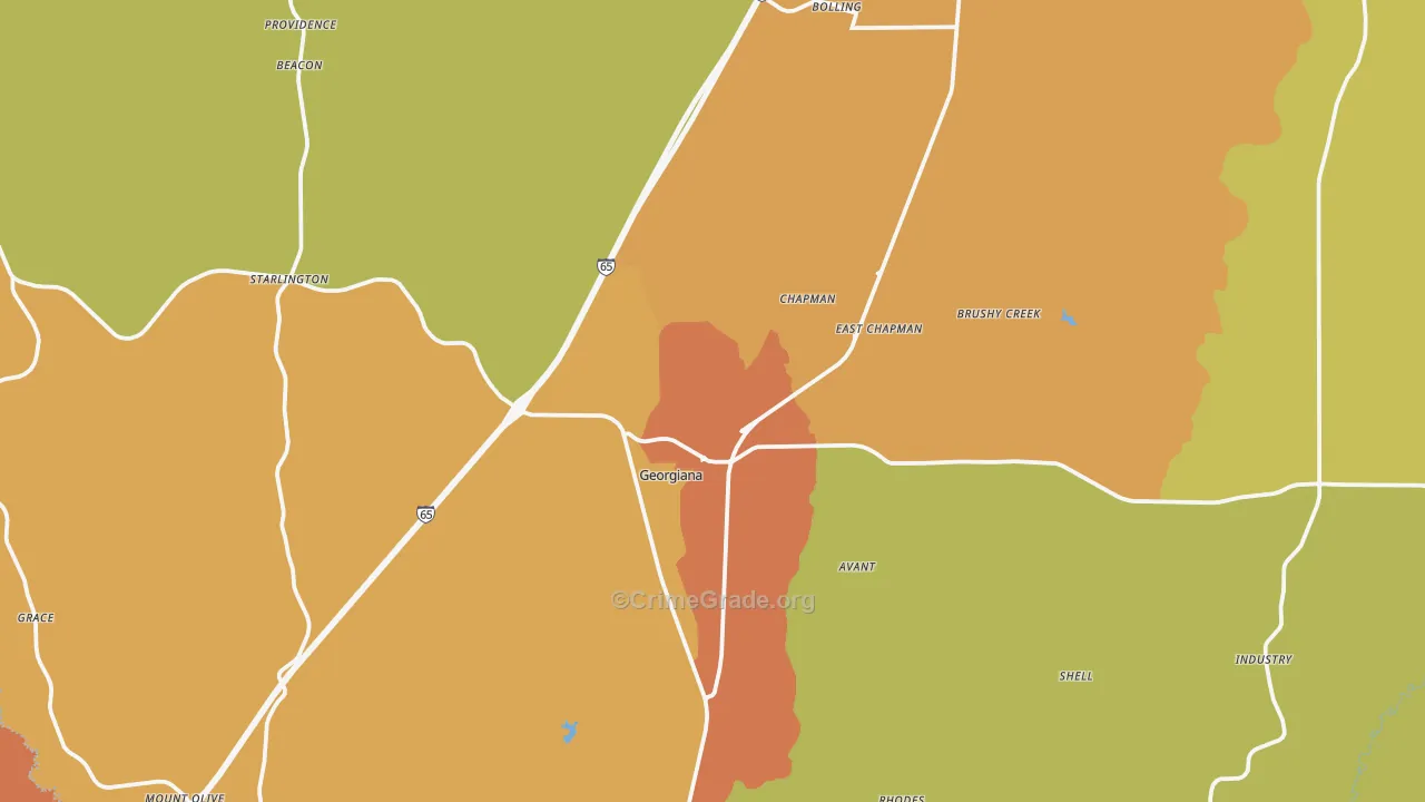 Georgiana, AL Map of Murder Rates