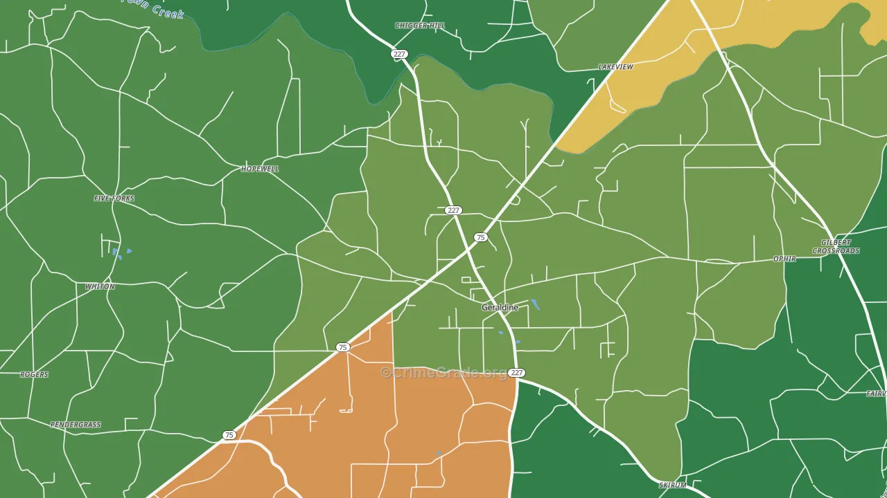 Geraldine, AL Map of Murder Rates