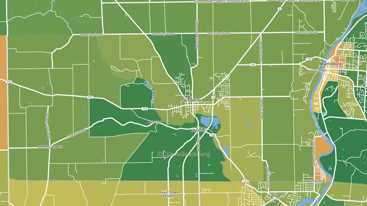 Germantown, OH Map of Murder Rates