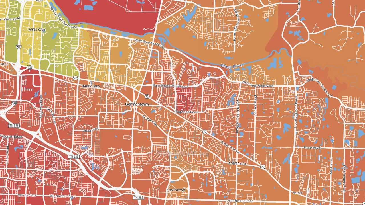Germantown, TN Map of Murder Rates