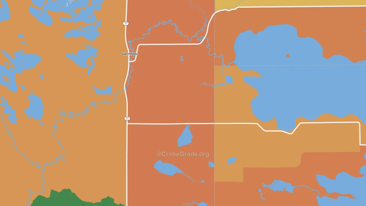 Germfask, MI Map of Murder Rates