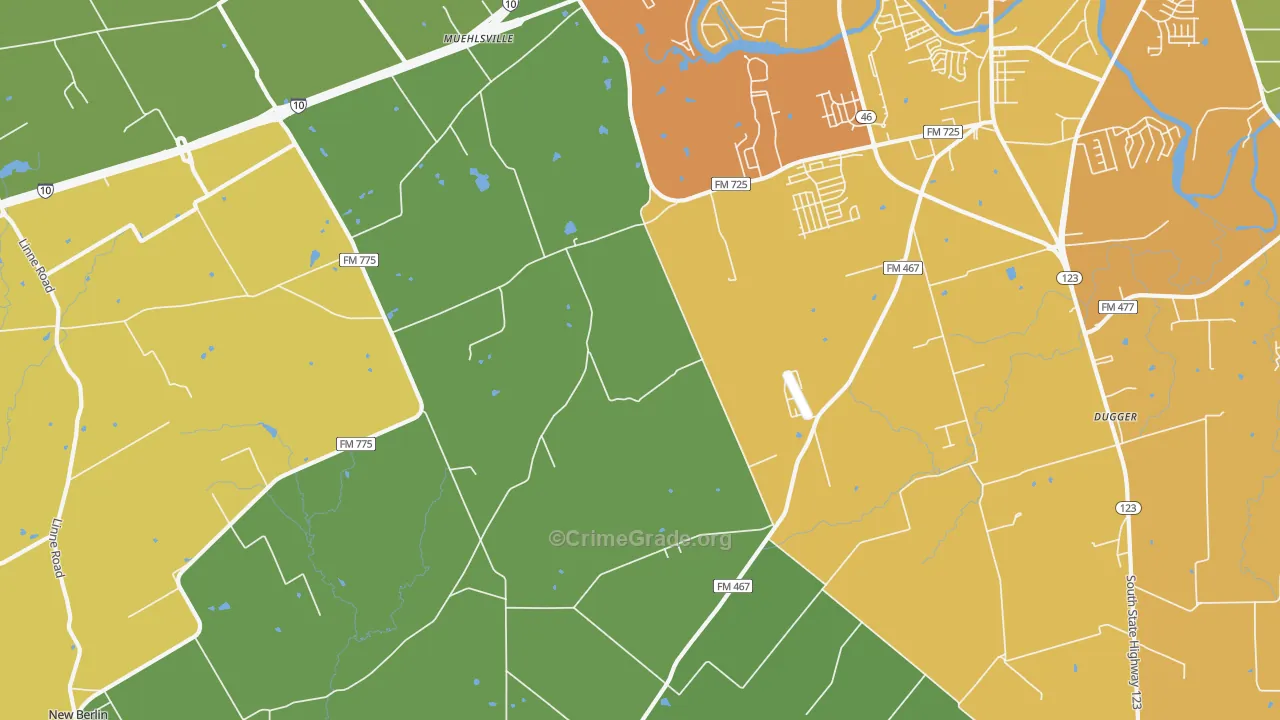Geronimo, TX Map of Murder Rates