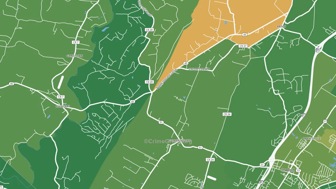 Gerrardstown, WV Map of Murder Rates