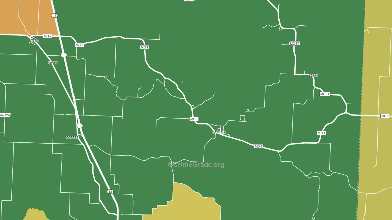 Gerster, MO Map of Murder Rates