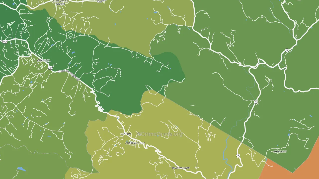 Gerton, NC Map of Murder Rates