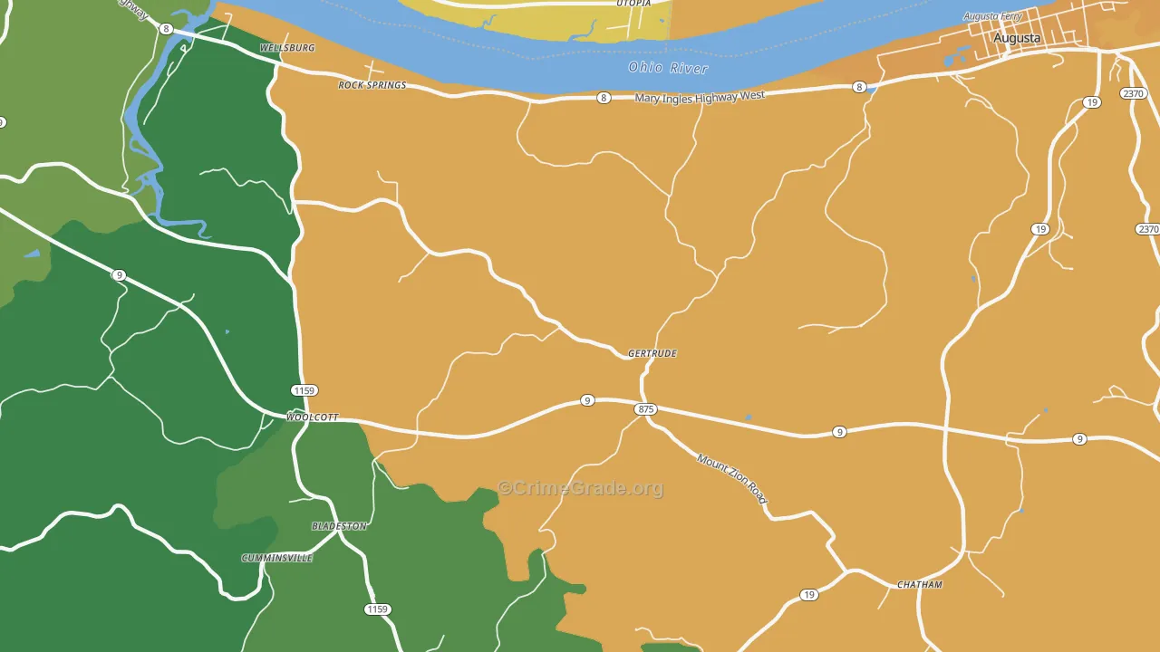 Gertrude, KY Map of Murder Rates
