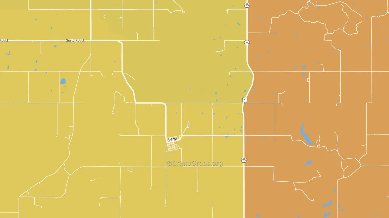 Gerty, OK Map of Murder Rates