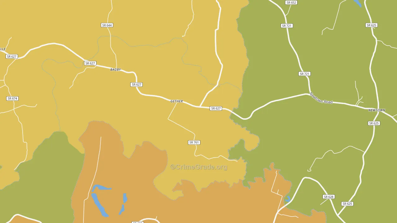 Gether, VA Map of Murder Rates
