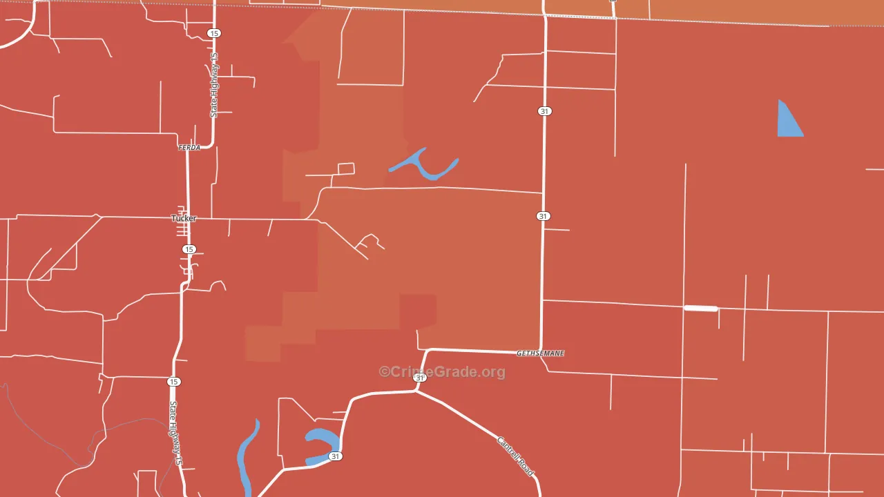 Gethsemane, AR Map of Murder Rates