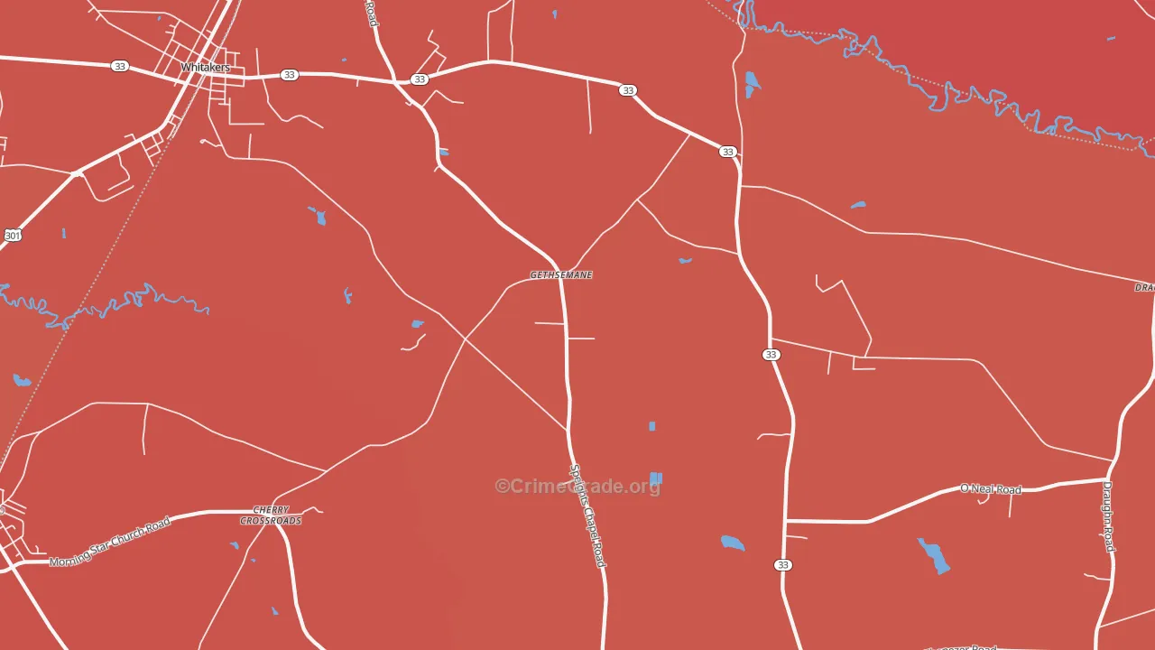 Gethsemane, NC Map of Murder Rates