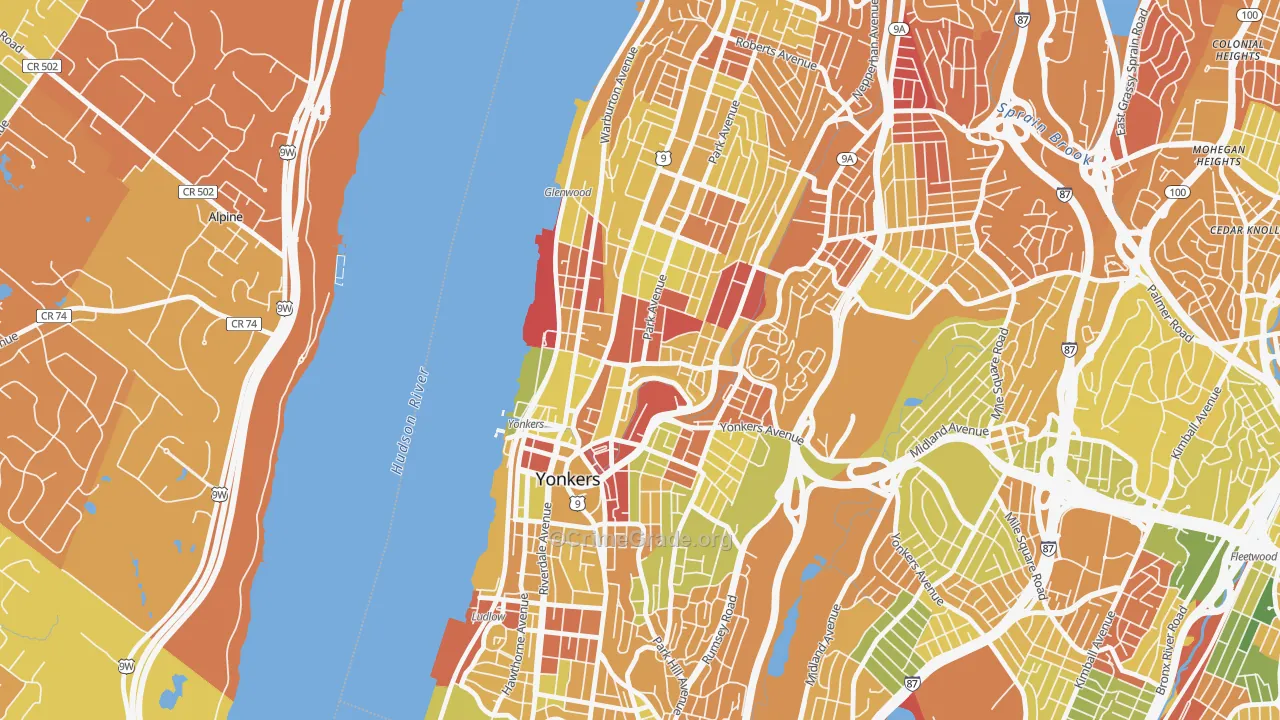 Getty Square, Yonkers, NY Map of Murder Rates