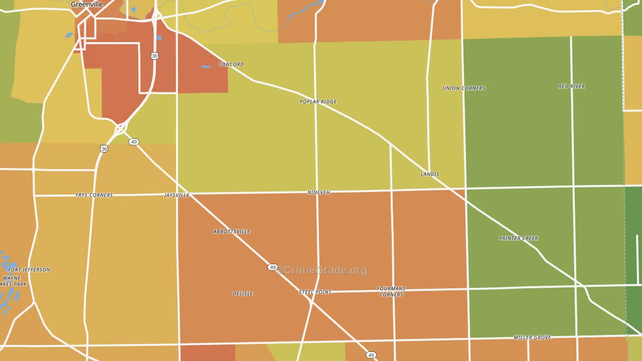 Gettysburg, OH Map of Murder Rates