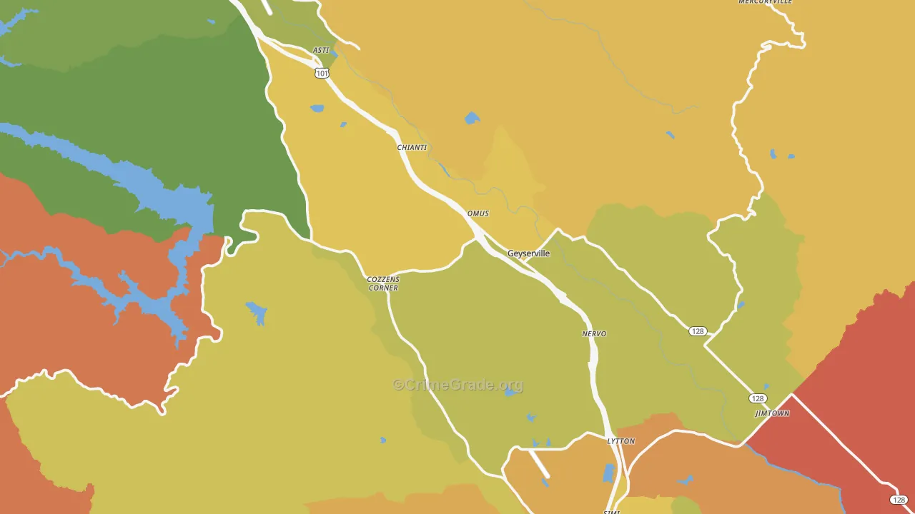 Geyserville, CA Map of Murder Rates