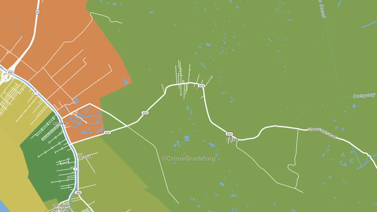 Gheens, LA Map of Murder Rates