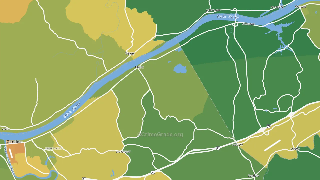 Ghent, KY Map of Murder Rates