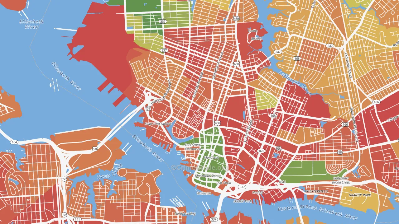 Ghent Square, Norfolk, VA Map of Murder Rates