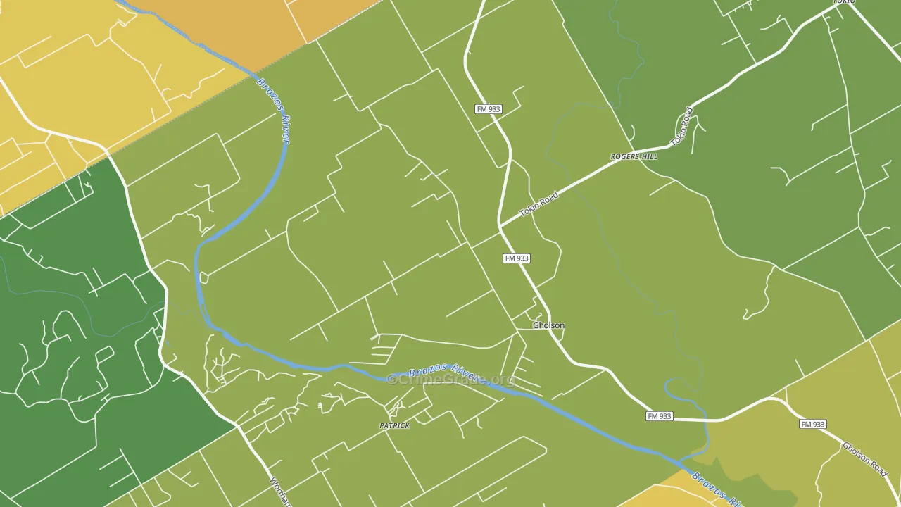 Gholson, TX Map of Murder Rates