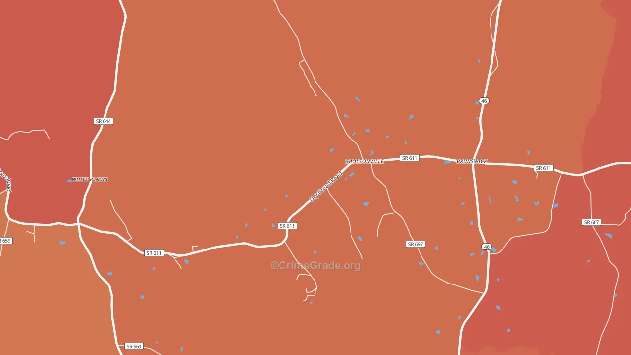 Gholsonville, VA Map of Murder Rates