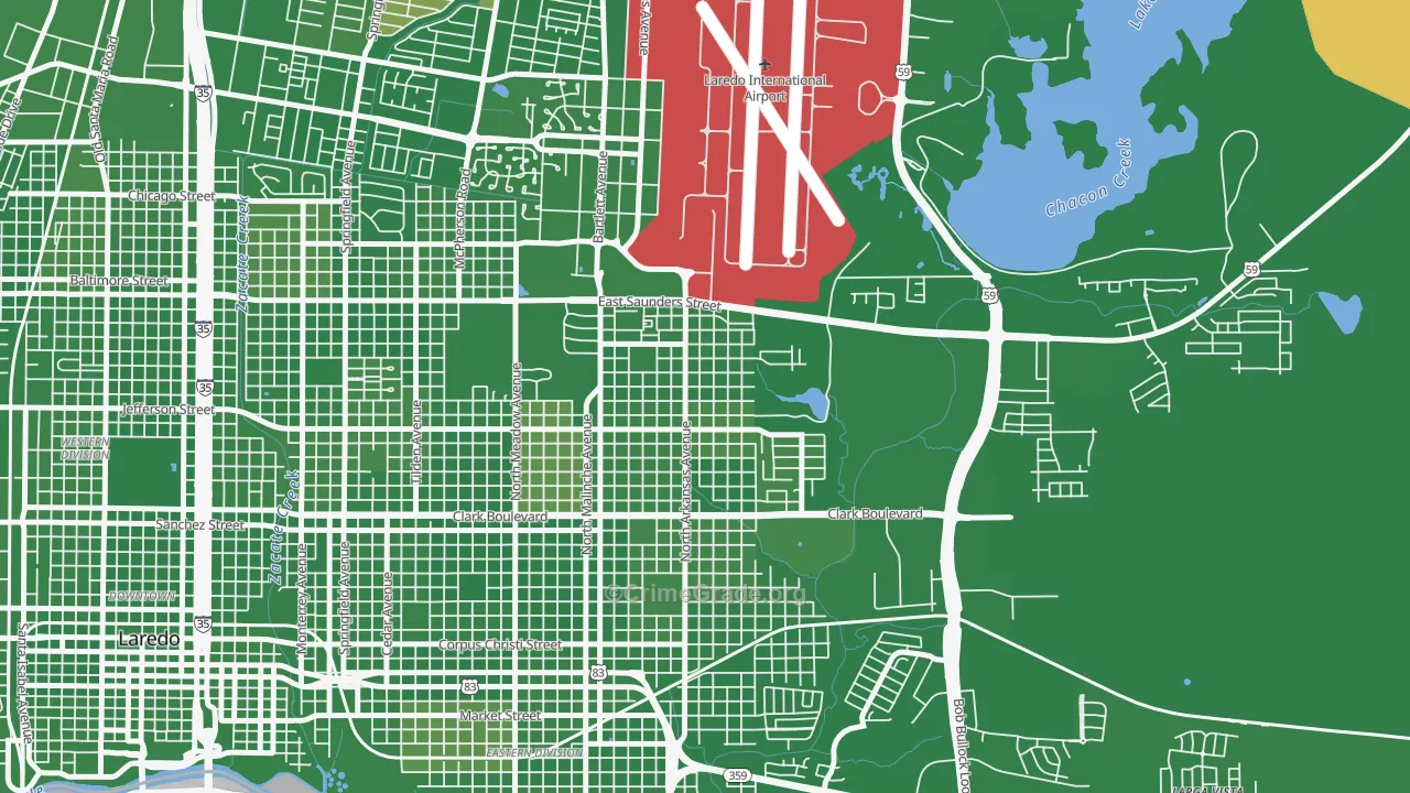 Ghost Town, Laredo, TX Map of Murder Rates