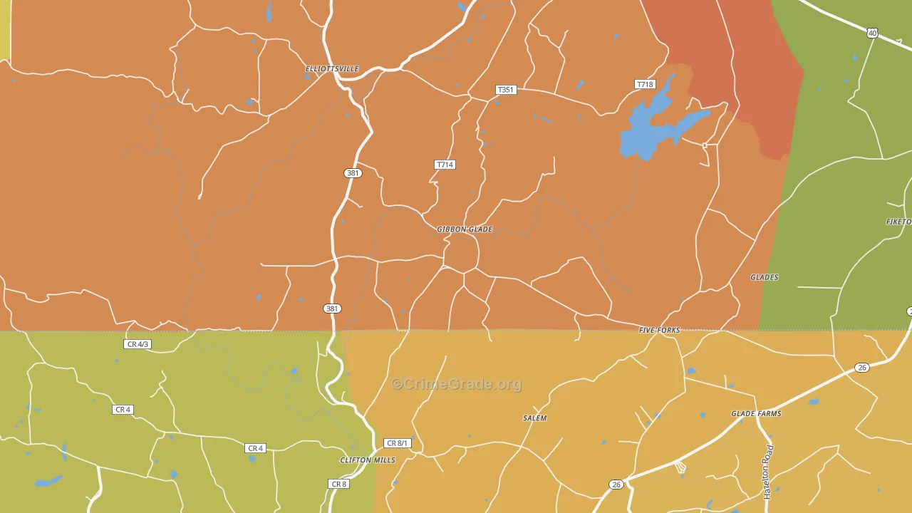 Gibbon Glade, PA Map of Murder Rates