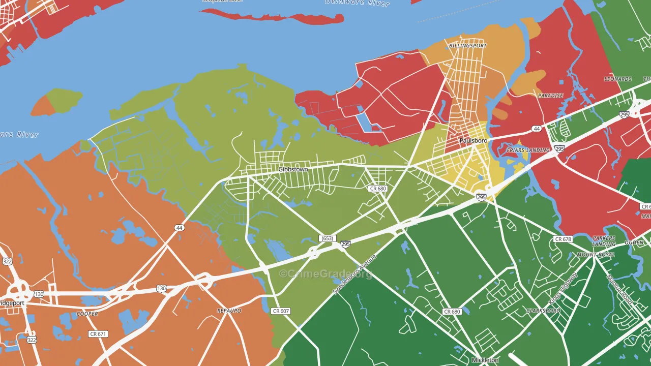 Gibbstown, NJ Map of Murder Rates
