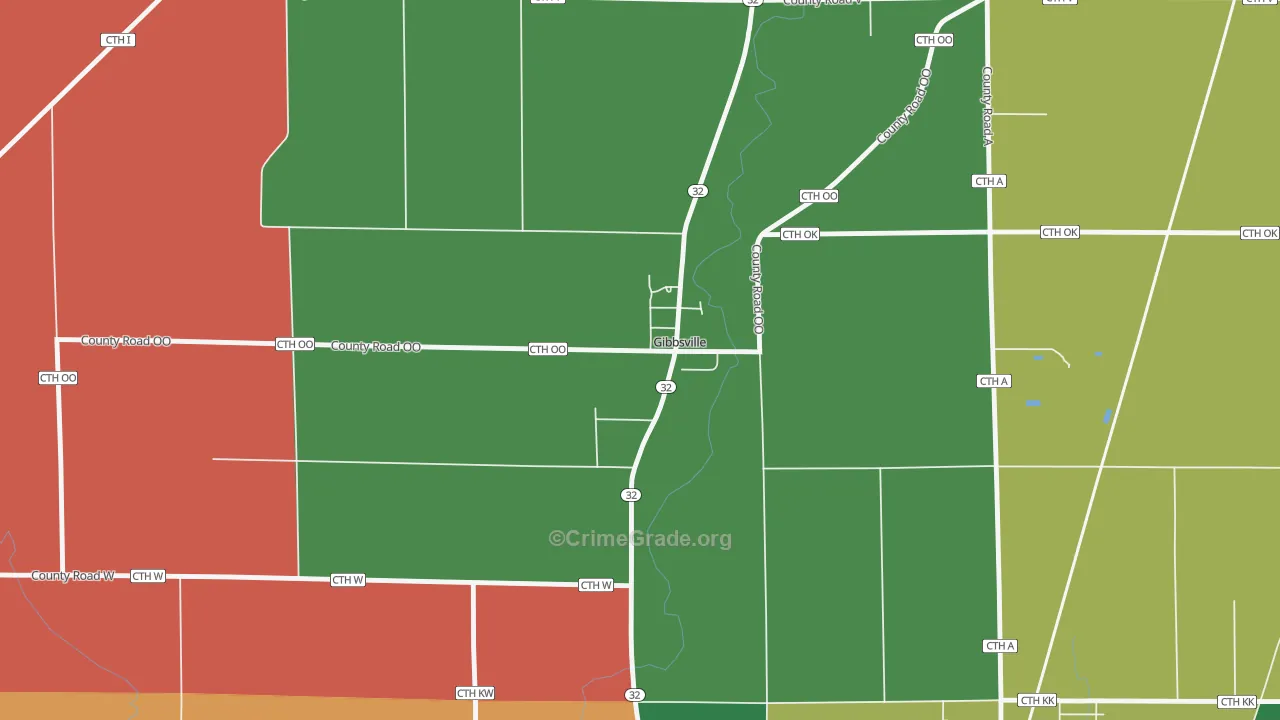 Gibbsville, WI Map of Murder Rates