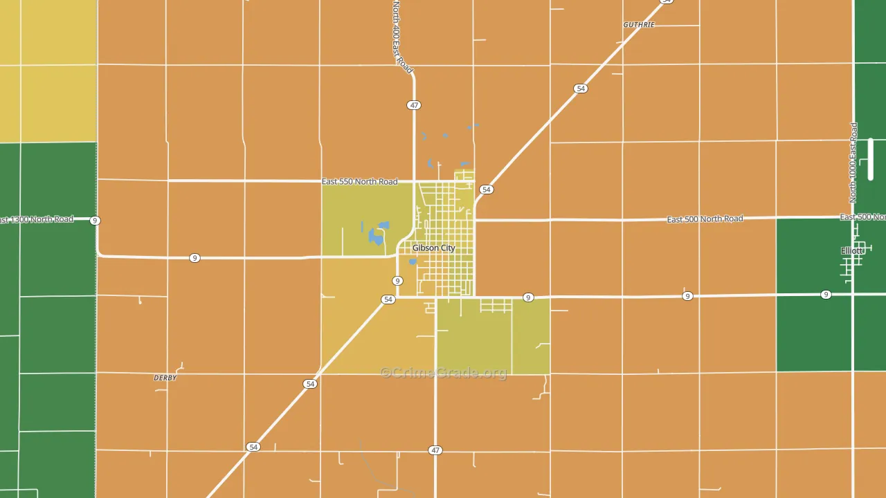 Gibson City, IL Map of Murder Rates