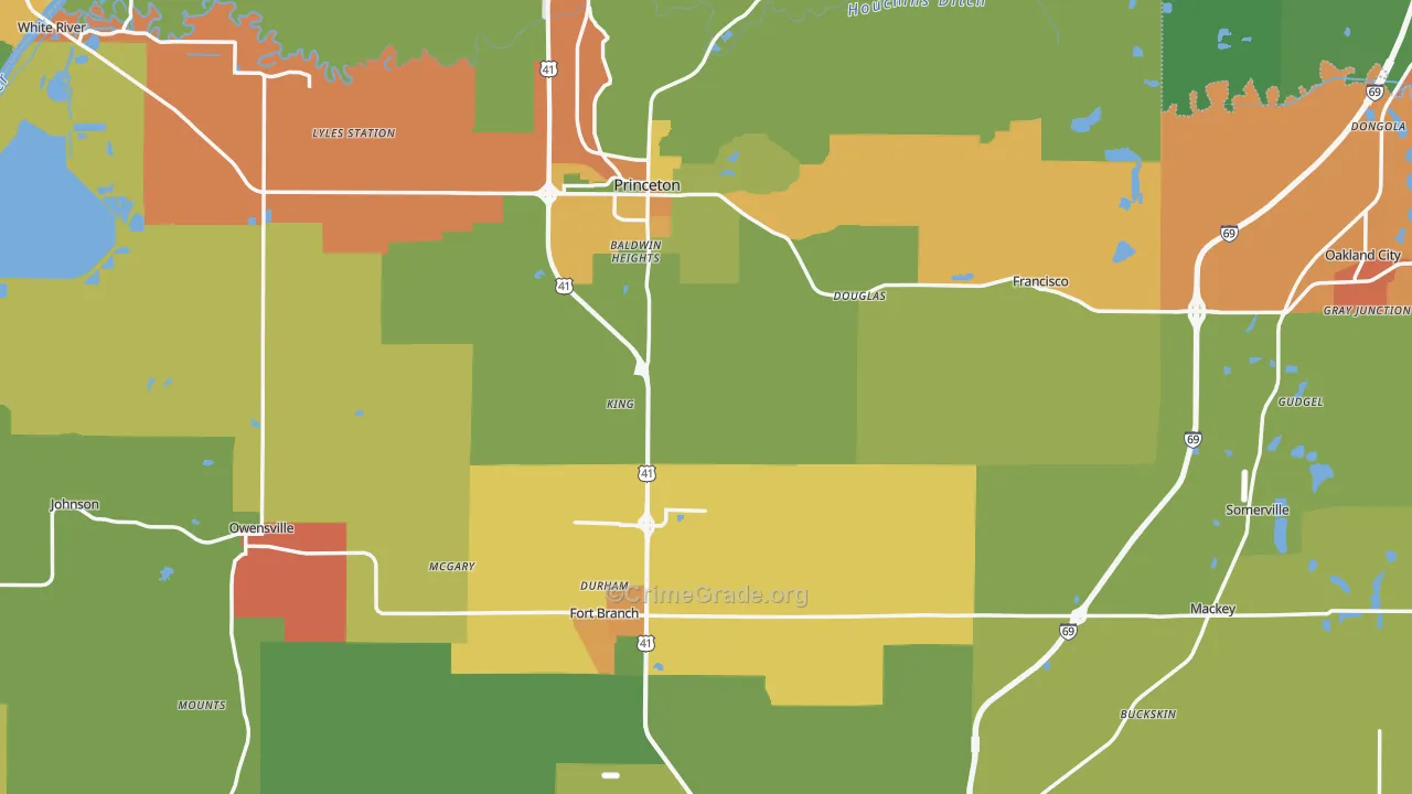 Gibson County, IN Map of Murder Rates