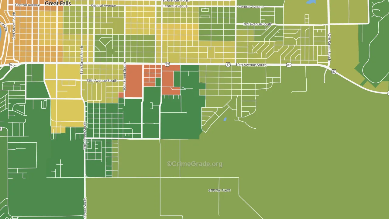 Gibson Flats, MT Map of Murder Rates