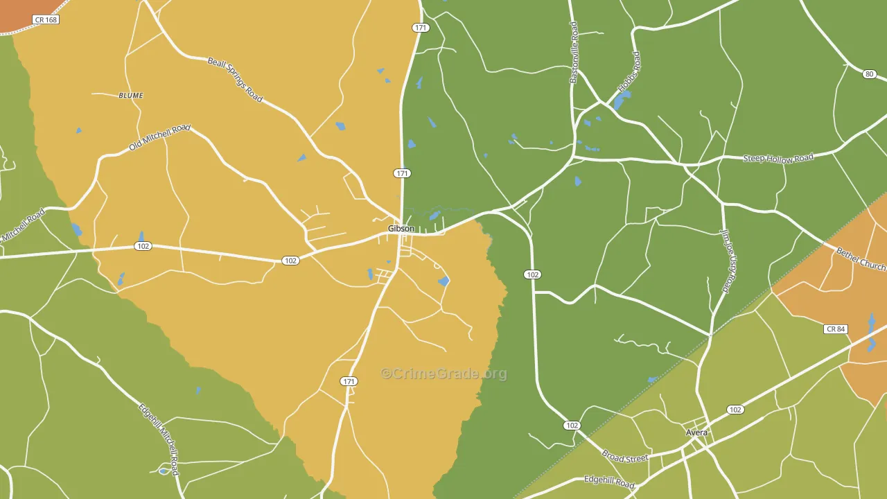 Gibson, GA Map of Murder Rates