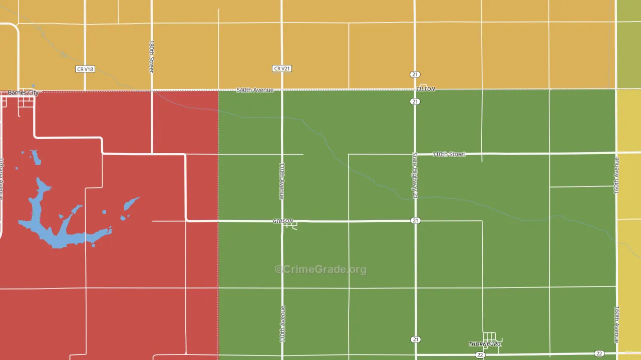 Gibson, IA Map of Murder Rates
