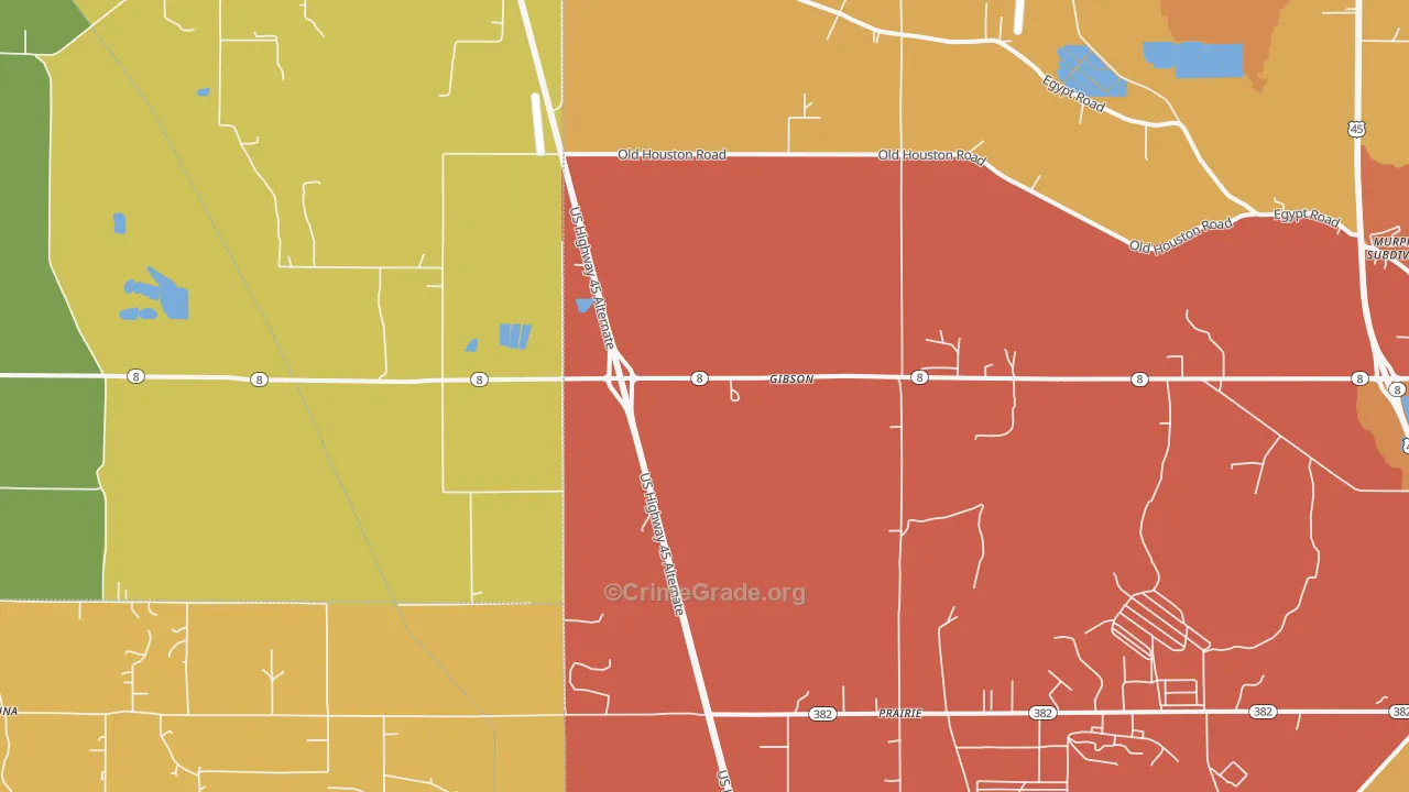 Gibson, MS Map of Murder Rates
