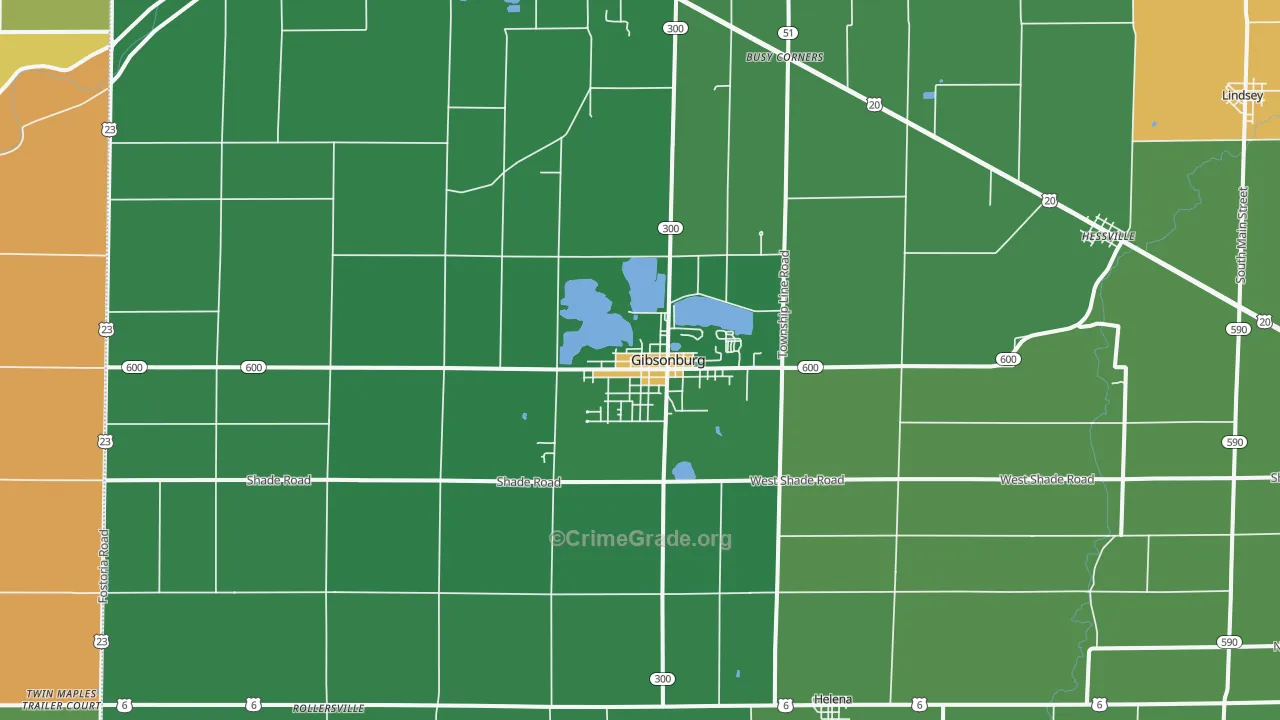 Gibsonburg, OH Map of Murder Rates