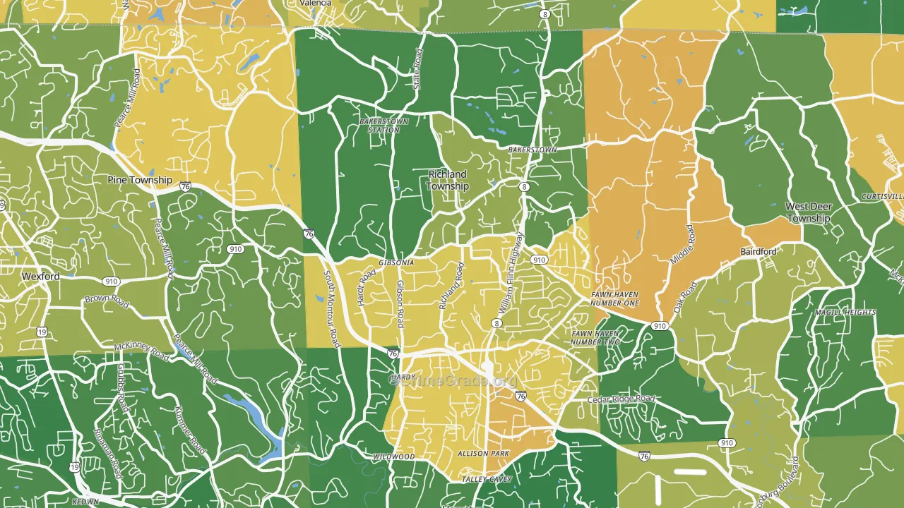 Gibsonia, PA Map of Murder Rates