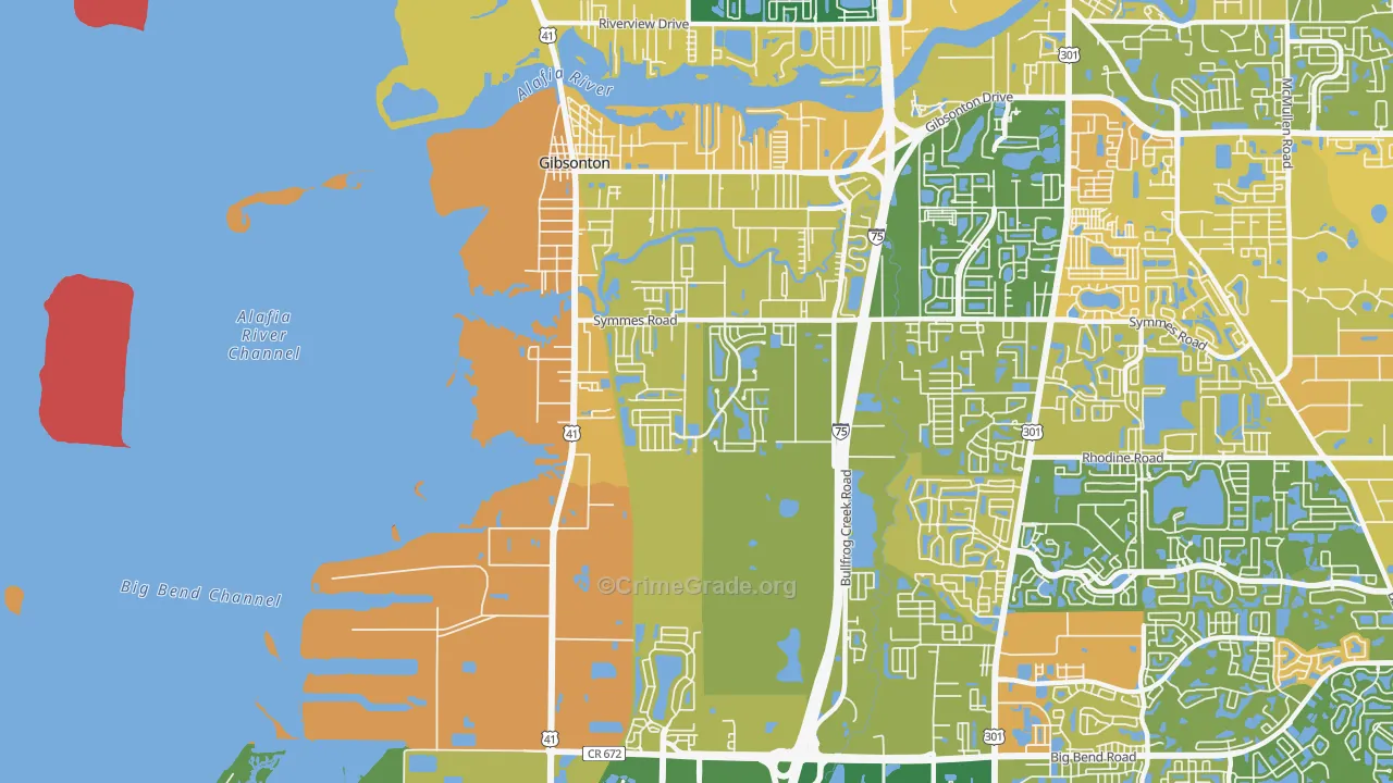 Gibsonton, FL Map of Murder Rates