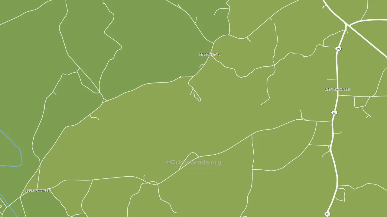 Gibsonville, AL Map of Murder Rates