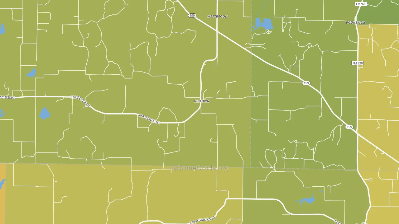 Gibtown, TX Map of Murder Rates