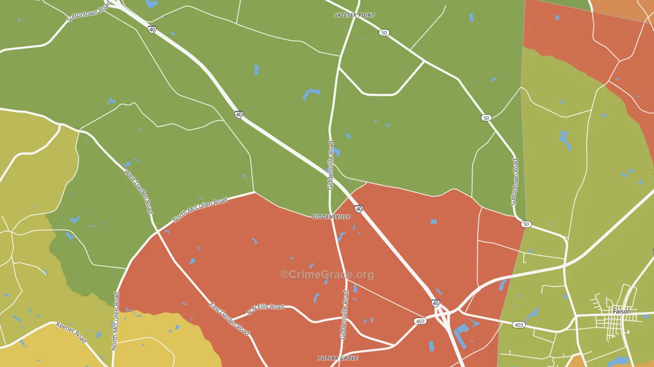 Giddensville, NC Map of Murder Rates