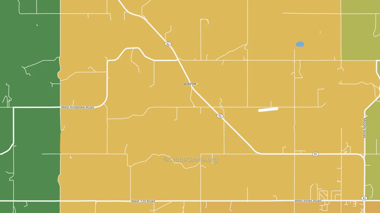 Gideon, OK Map of Murder Rates