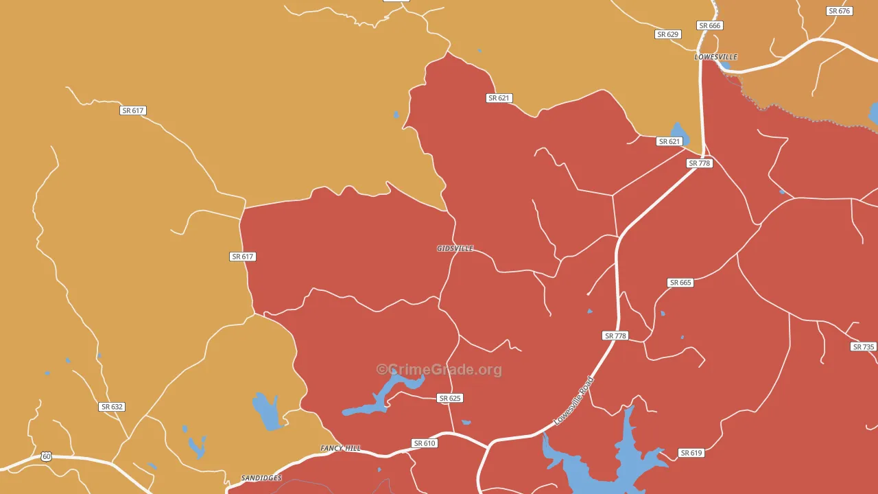 Gidsville, VA Map of Murder Rates