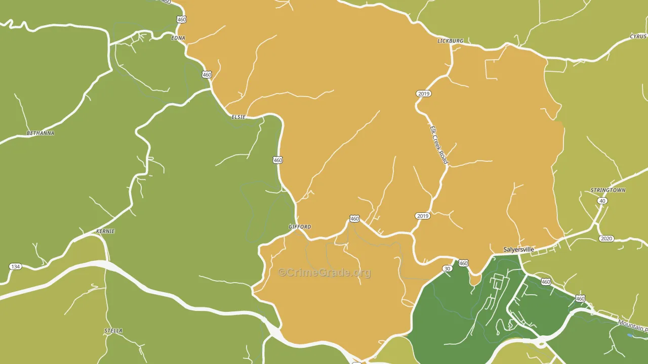 Gifford, KY Map of Murder Rates