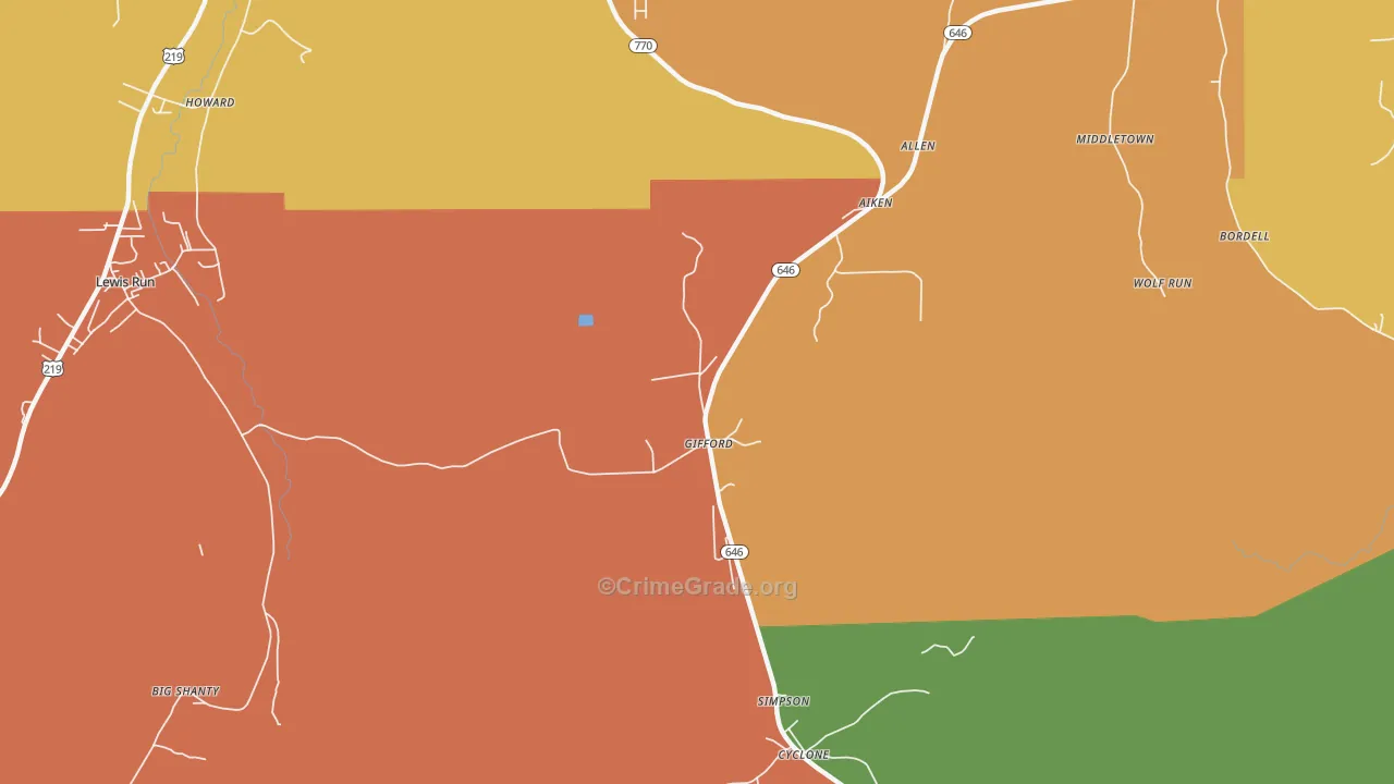 Gifford, PA Map of Murder Rates
