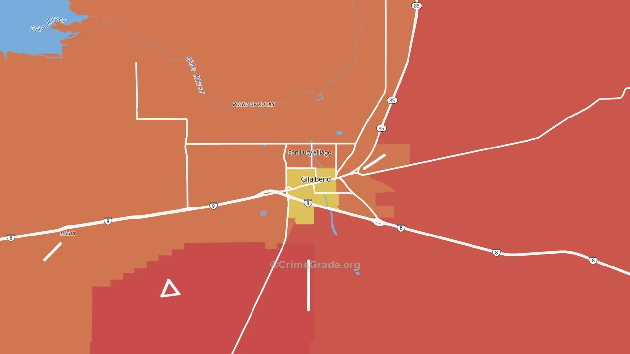 Gila Bend, AZ Map of Murder Rates