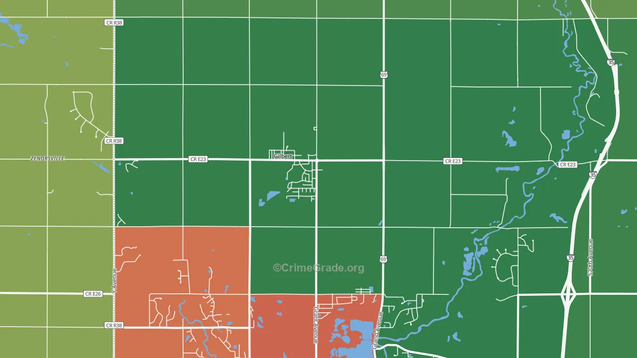 Gilbert, IA Map of Murder Rates