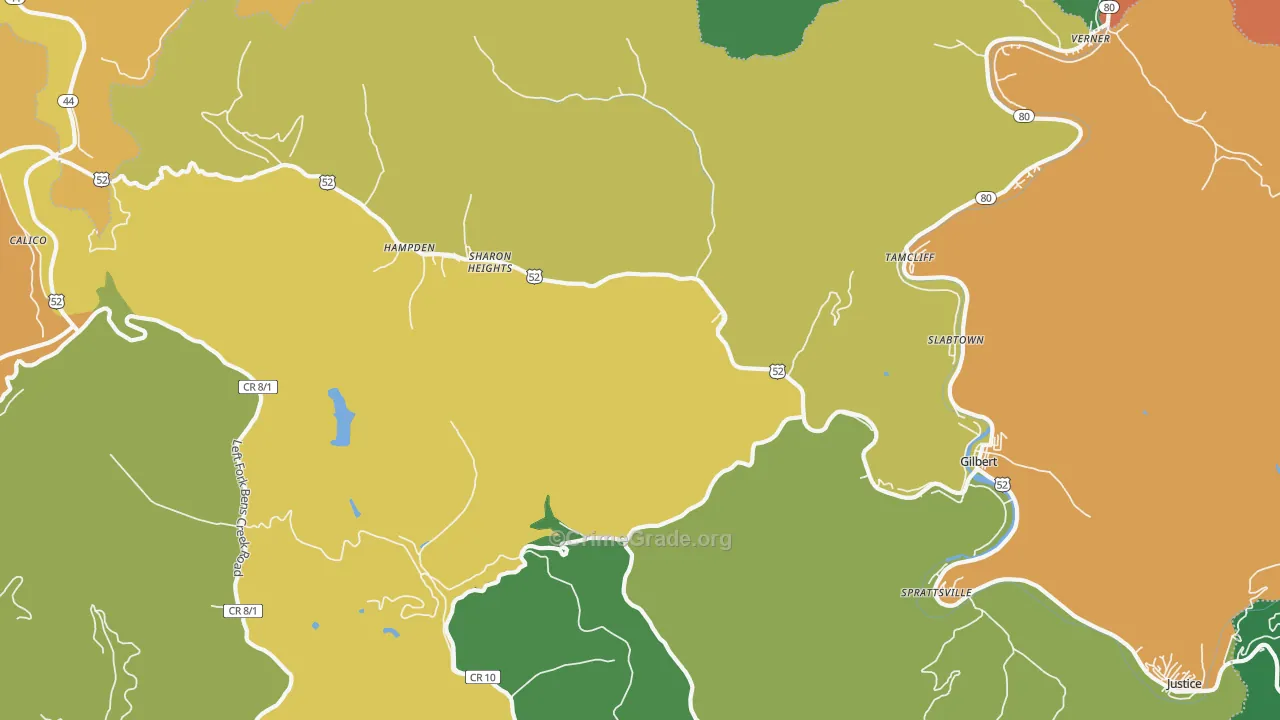 Gilbert, WV Map of Murder Rates