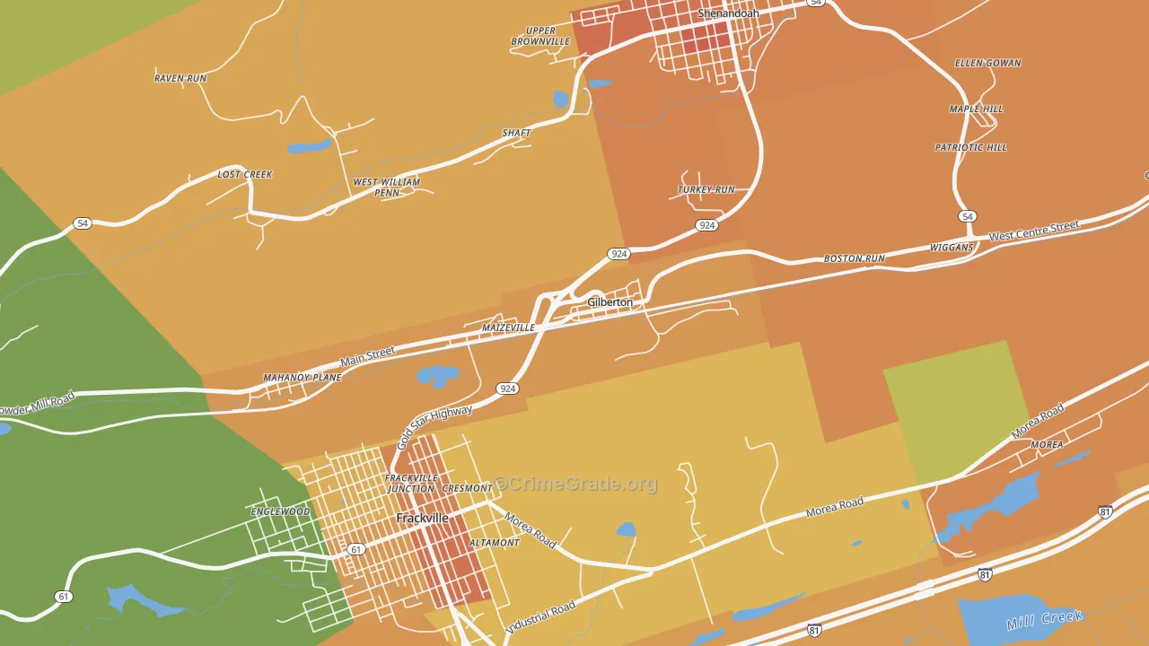 Gilberton, PA Map of Murder Rates